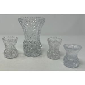Clear Crystal Pineapple‎ Shape Bud Vase Sawtooth Edge Vintage 5" Tall